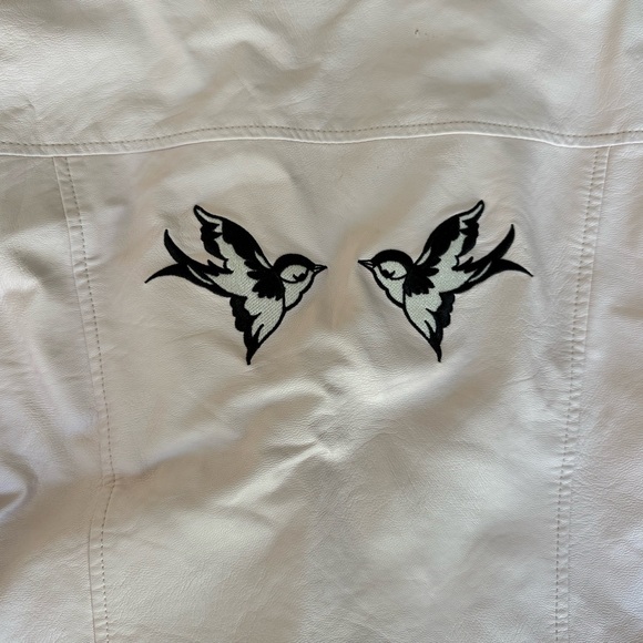 Forever 21 Cream Embroidered Leather Jacket - Picture 4 of 4